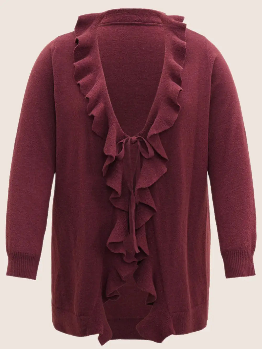 Supersoft Essentials Solid Ruffle Trim Ties Cardigan