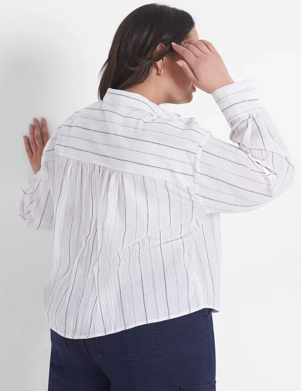 Relaxed Crop Button-Down Shirt
