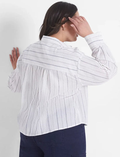 Relaxed Crop Button-Down Shirt