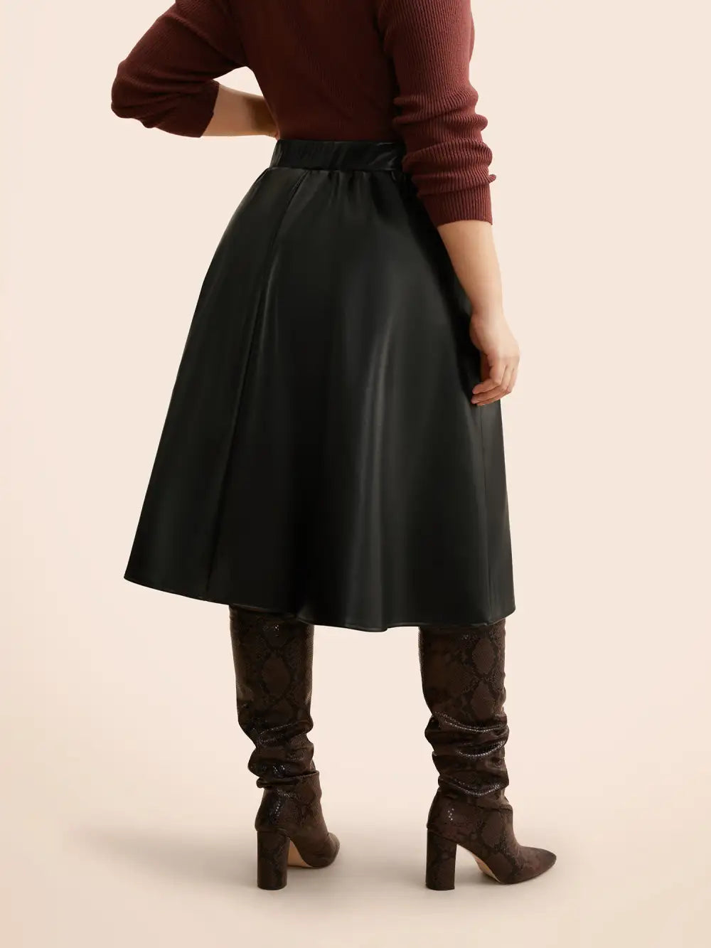 Pu Leather A-Line Skirt