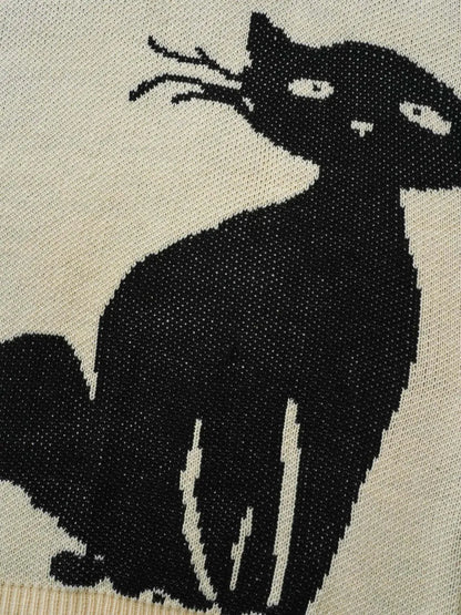 Mystic Cat Knit Crew Neck Pullover