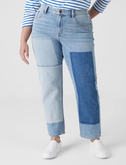 Boyfriend Fit Patchwork Jean