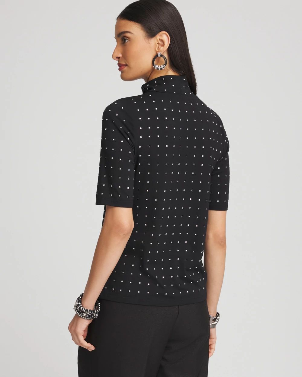 Touch of CoolTM Studded Mock-Neck Tee