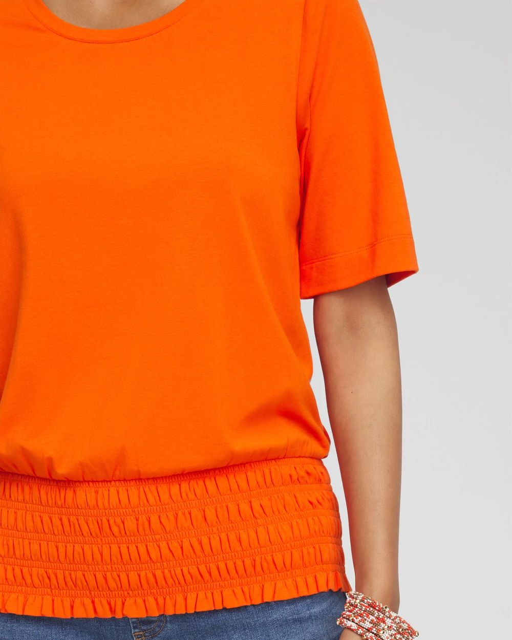 Touch of CoolTM Smocked Waist Tee