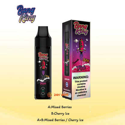 Bang King Triple 50000 50K Puffs 3 in 1 Flavors Original Rechargeable Disposable Vape