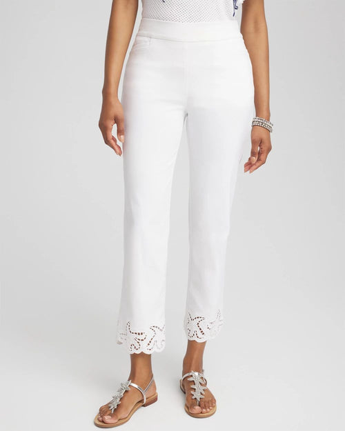 BrigitteTM Pull-On Cutwork Cropped Pants