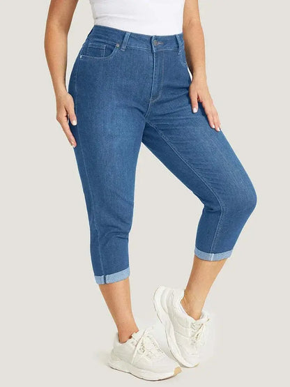 5 Packs-Very Stretchy High Rise Dark Wash Cropped Jeans