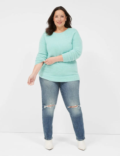 Lurex Crew-Neck Eyelash Sweater