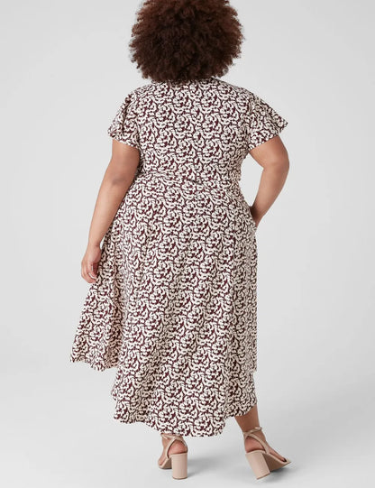 Lena V-Neck High-Low Midi Dress