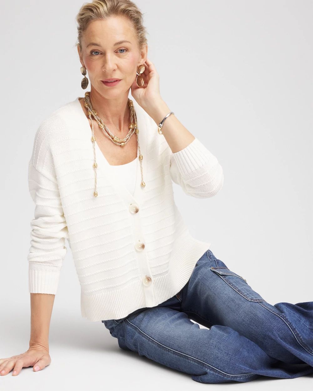 Relaxed-Fit V-Neck Cardigan