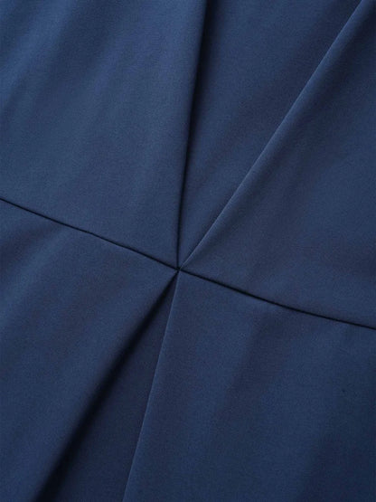 Plain Round Neck Plicated Detail Dress