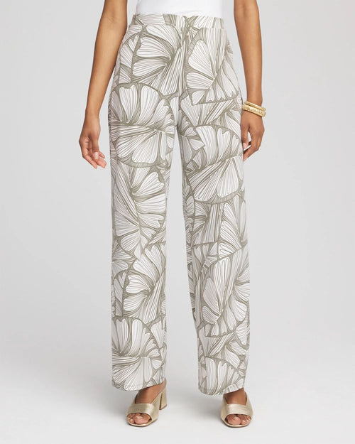 TravelersTM Abstract Leaf Print Knit Wide-Leg Pants