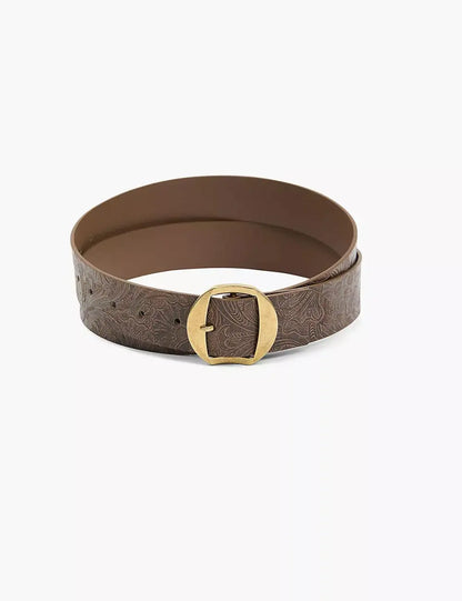 Faux-Leather Embossed Floral Versatile Belt