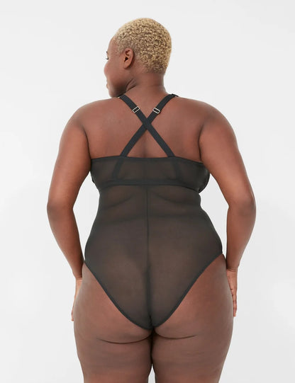 Velvet-Trim Bodysuit