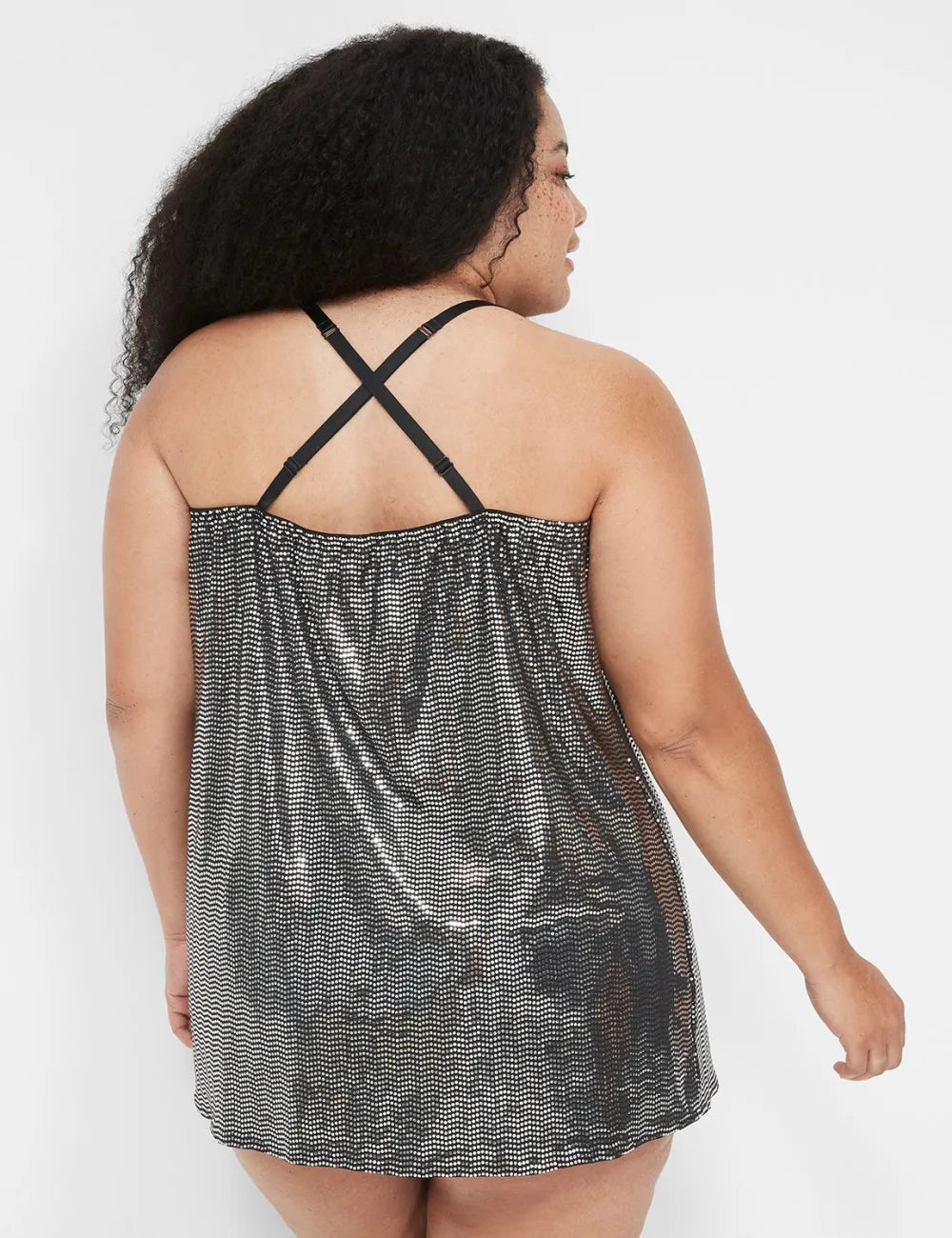 Metallic Cowlneck Slip