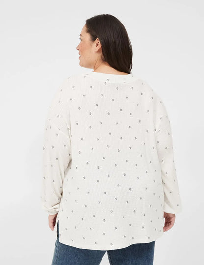 Blouson-Sleeve V-Neck Waffle Tunic