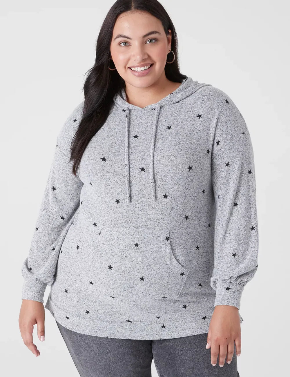 Relaxed Blouson-Sleeve Hacci Hoodie