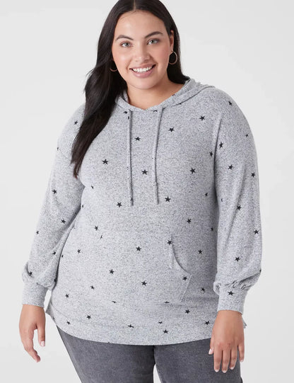 Relaxed Blouson-Sleeve Hacci Hoodie