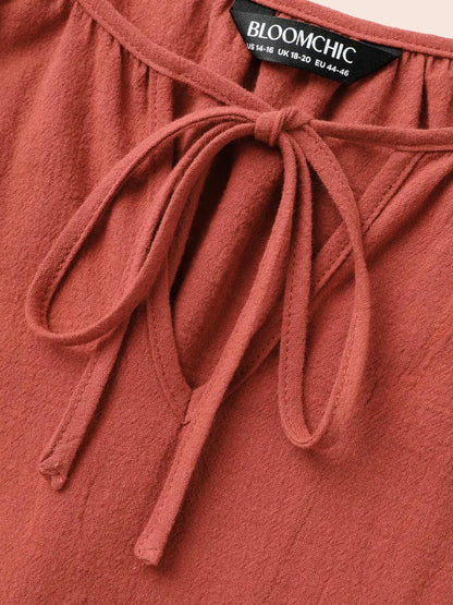Broderie Anglaise Gathered Tie Knot Blouse