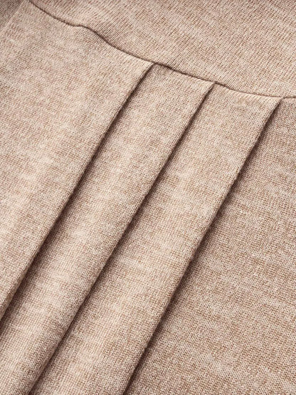 Round Neck Heather Pleated T-Shirt