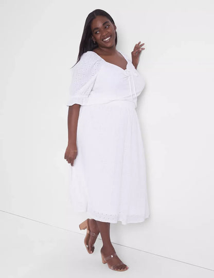 Crop Drawcord-Detail Eyelet Top