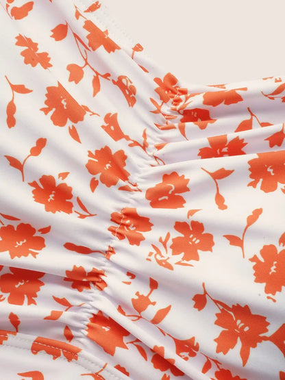 Ditsy Floral Ruched A Line Empire Waist Swim Dress