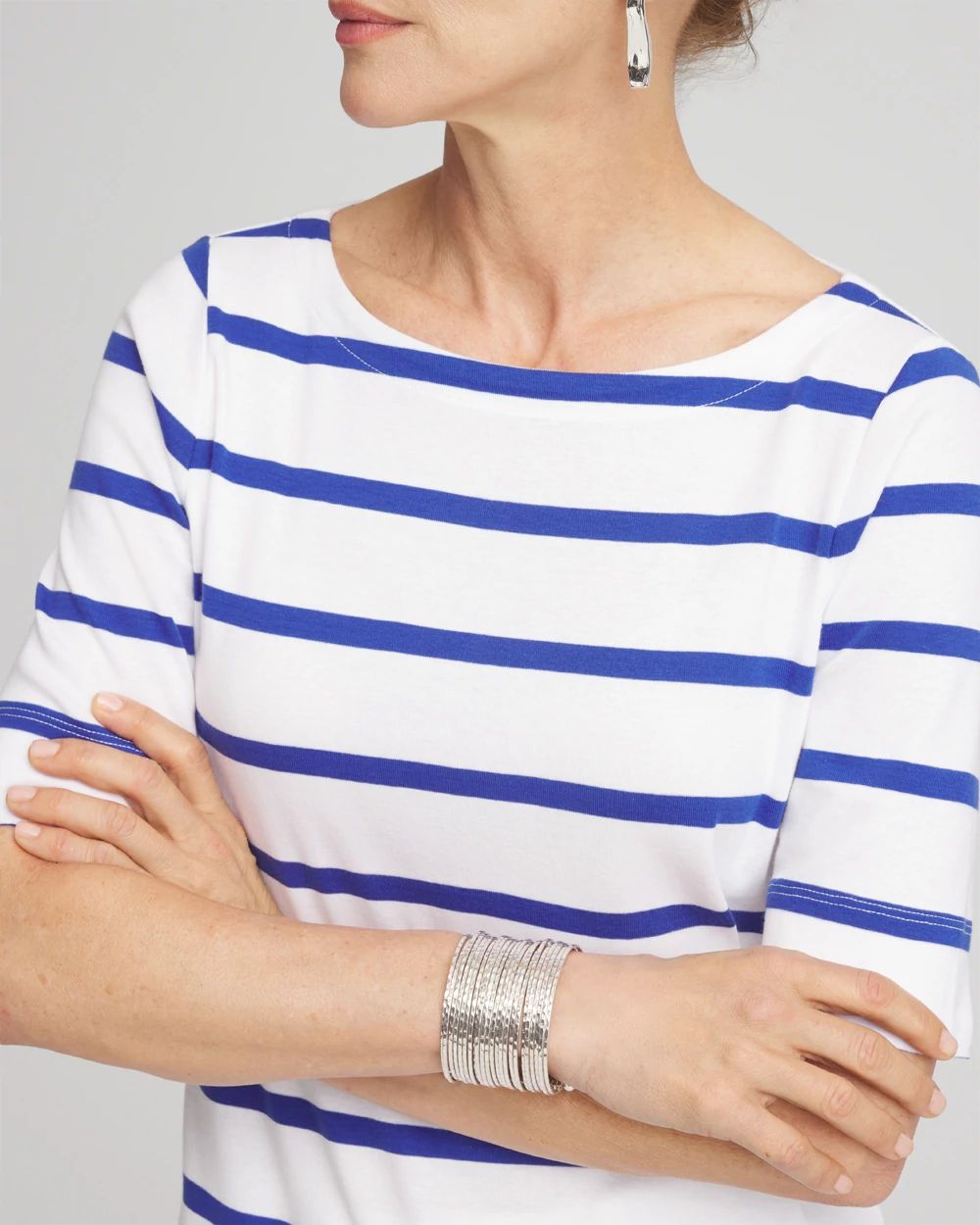 Striped Pima Cotton Bateau-Neck Tee