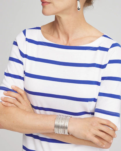 Striped Pima Cotton Bateau-Neck Tee