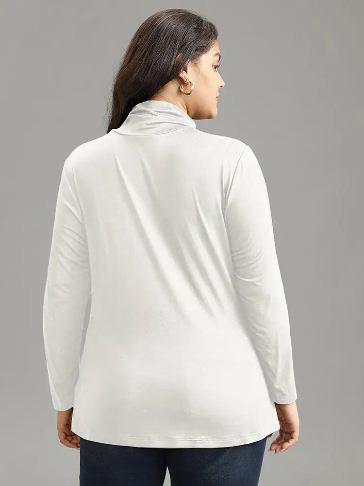 Supersoft Essentials Solid Funnel Neck Knit T-Shirt