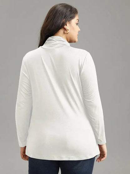 Supersoft Essentials Solid Funnel Neck Knit T-Shirt