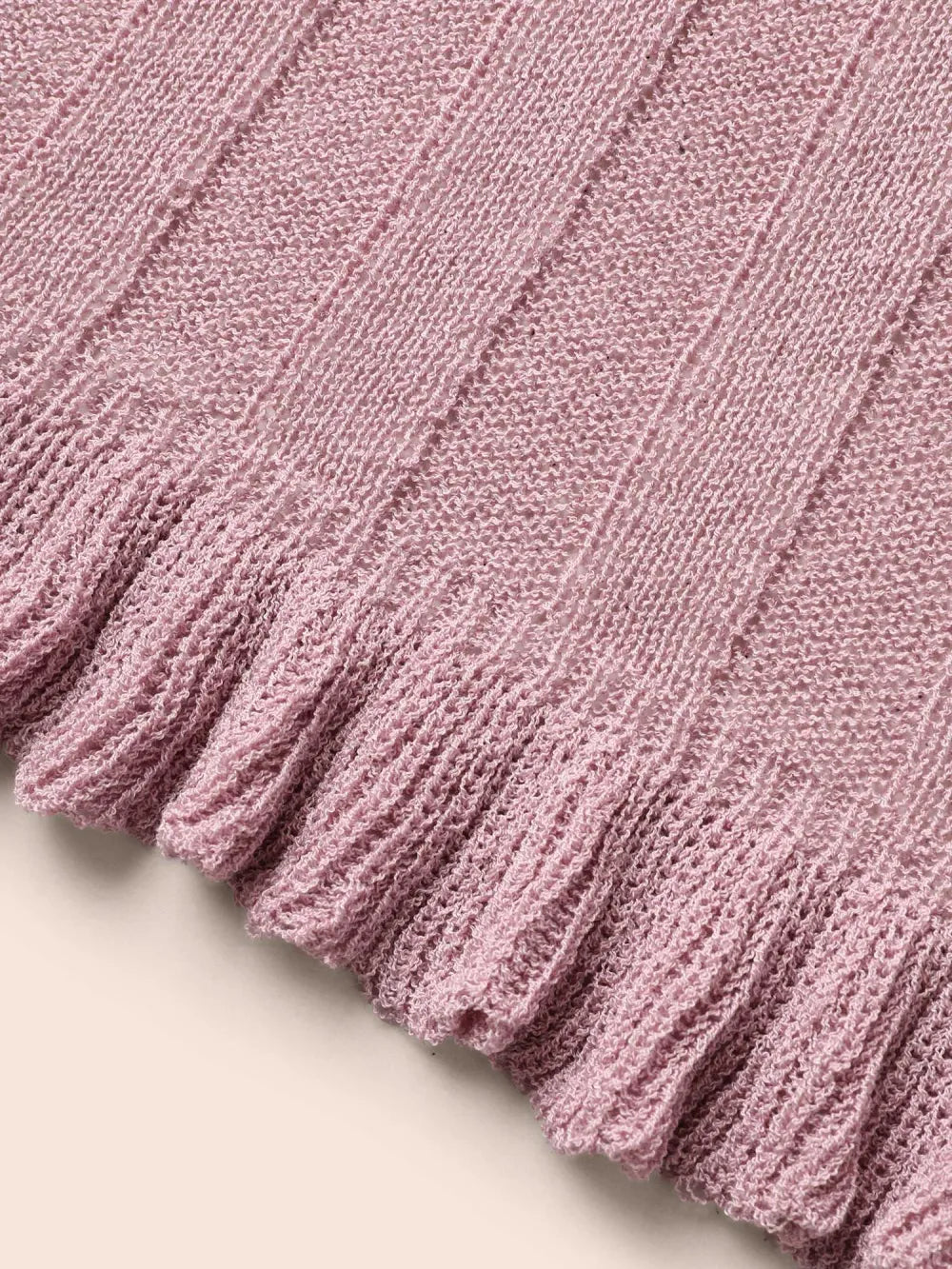Ruffle Trim Ties Cable Knit Cardigan