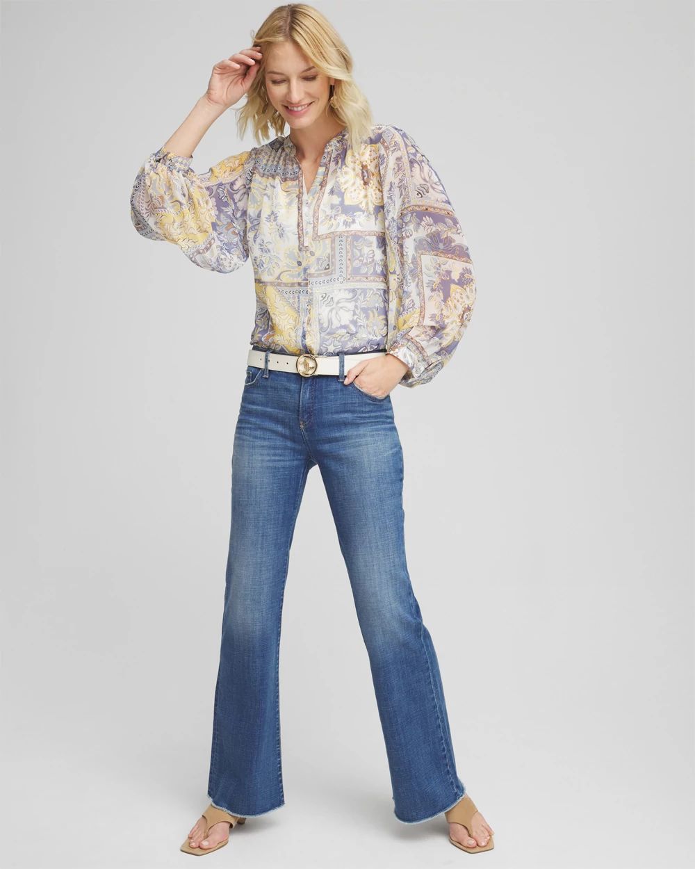 Artisinal Georgette Blouson-Sleeve Blouse