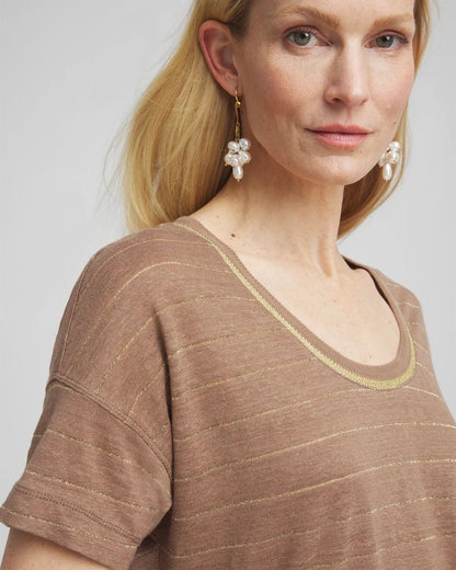 Striped Sweater Trim Linen Tee