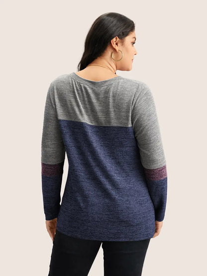 Heather Colorblock Contrast Crew Neck T-Shirt