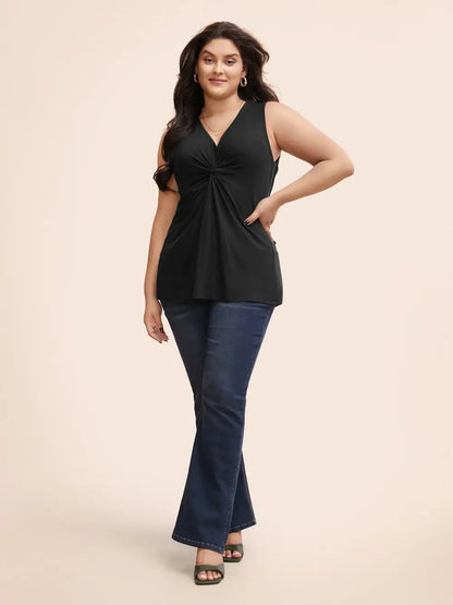 Supersoft Essentials Plain V Neck Twist Front Tank Top