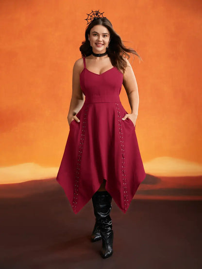 Mystic Irregular Lace Up Midi Dress