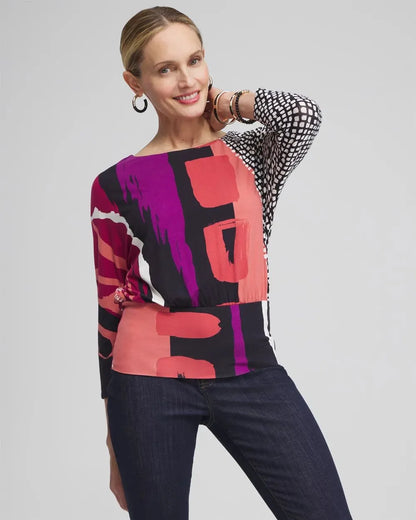Touch of CoolTM Abstract Banded Hem Tee