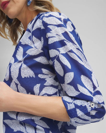 Cotton Leaf Print Shirt