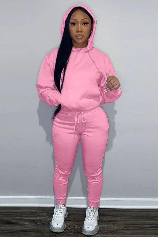 Casual Two Piece Drawstring Hoodie Pants Sweatsuit