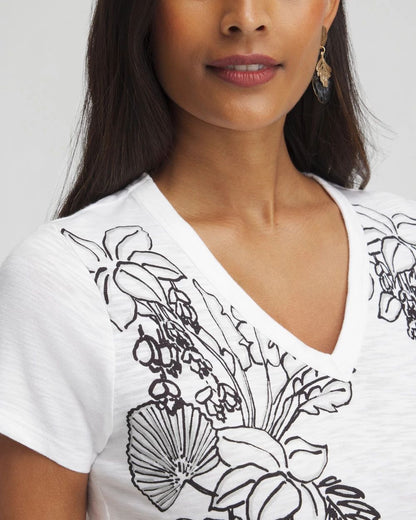 Placed Floral Cap Sleeve Tee