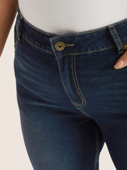 Plain Bootcut Pocket Zipper Fly Jeans