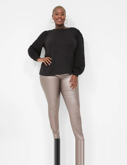 Sweater-Sleeve Crew-Neck Tee