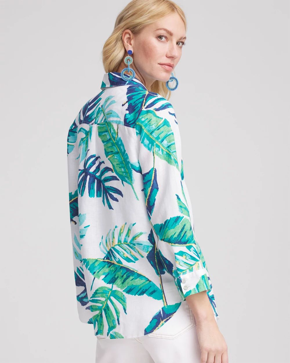 No IronTM Palm Print Linen Shirt
