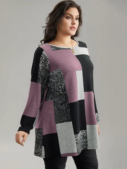 Colorblock Contrast Round Neck T-Shirt