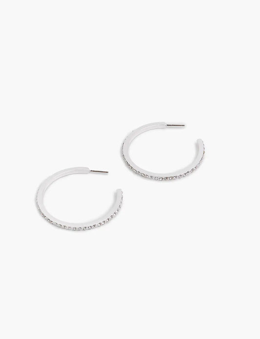 Pave Hoop Earrings Layered In Real Gold Or Silver