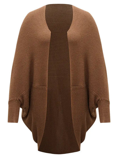 Solid Dolman Sleeve Arc Hem Cardigan
