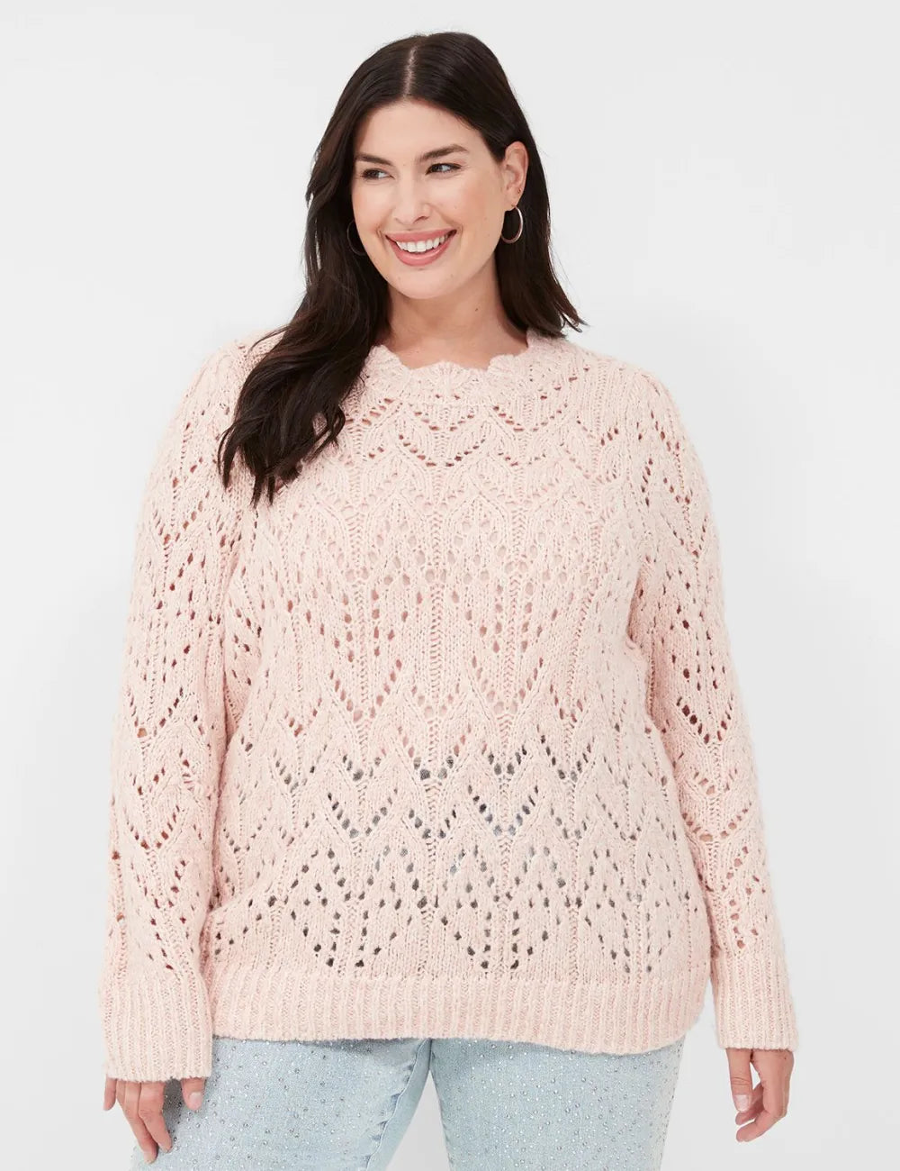 Ornate-Stitch Crew-Neck Sweater