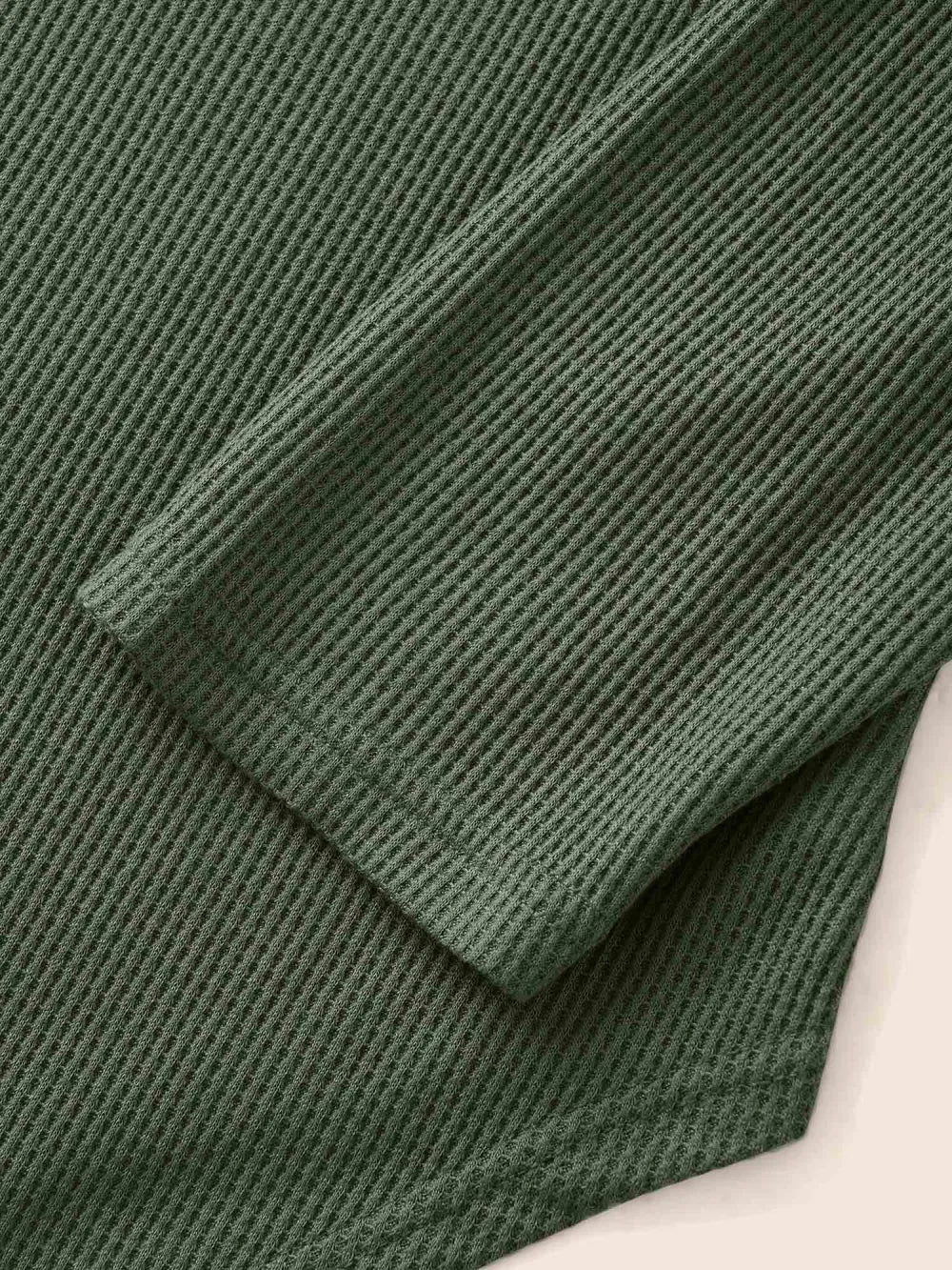 Waffle Knit Pocket Hooded Drawstring Arc Hem T-Shirt