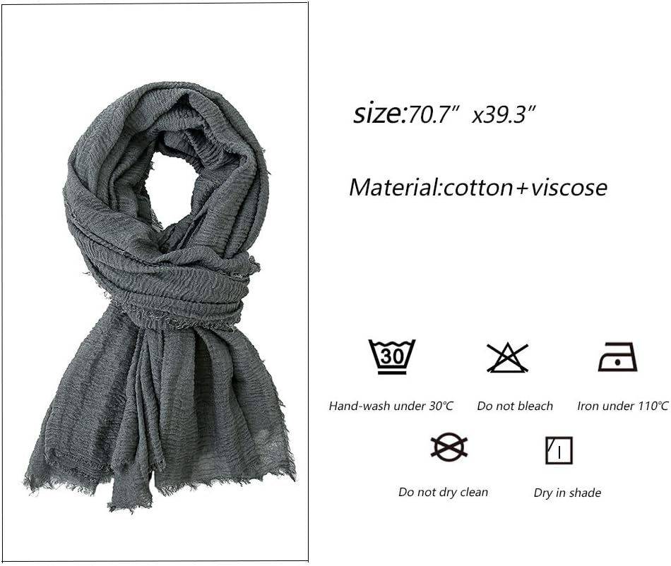 Soft Cotton Hemp Scarf Wrap Long Hijab Scarves for Women