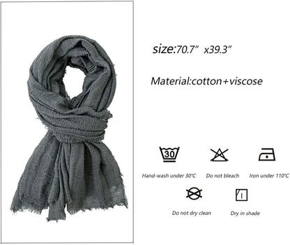 Soft Cotton Hemp Scarf Wrap Long Hijab Scarves for Women